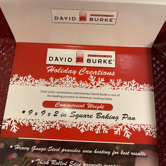 David Burke Bakeware 9x9x2 non stick square cake pan in red &White Speckled - Picture 2 of 8